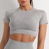Tops de Yoga Esportivos Europeus e Americanos, Manga Curta, Alta Elasticidade, Justos, Roupas de Fitness para Yoga, Roupas Esportivas de Secagem Rápida para Corrida, Roupas Esportivas