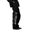 Jeans de Retazos de Lunares con Corte Curvo Adelgazante para Hombres y Mujeres, Marca Trendy de Street Dance, Pantalones Casuales Estilo Vintage Lavado Americano Negro