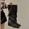 Nuevas Botas Gruesas de Otoño/Invierno para Mujer Versátiles para Viajes Diarios 2026 Botas Botas de Caña Alta Tacón Oculto de 5cm Adelgazantes Enormes