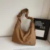 Bolsa Plissada Estilo Novo 2025 para Mulheres, Bolsa Simples Casual de Ombro, Grande Capacidade, Cor Sólida, Bolsa Tote Versátil para o Dia a Dia