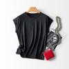 Camiseta de Mezcla de Acetato y Tencel con Estilo Minimalista, Hombro Caído (Hombro Caído a Mitad), Top de Camiseta sin Mangas con Cuello Redondo para Verano