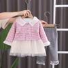 Trajes para Niñas Primavera y Otoño 2024 Nuevo Estilo Ropa para Niños Estilo Pequeña Fragancia Conjunto de Tres Piezas Ropa de Otoño Moderna para Bebés