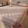 Lençol de Cama com Elástico Acolchoado 100% Algodão Protetor de Colchão Capa de Cama Novo Estilo Resistente a Manchas Conjunto de Lençol Totalmente Fechado Capa contra Poeira