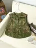 Roupas femininas estilo chinês com bordados e pedrarias intrincados, colete jacquard de rayon, jaqueta vintage sem mangas para primavera e outono