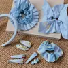 Goma para el pelo fresca de cuadros azules con colores contrastantes, Lazo para moño estilo perezoso, Nuevo accesorio para el pelo de primavera y verano