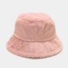 Sombrero de felpa a cuadros para mujer, otoño e invierno, sombrero de pescador, grueso, cálido, combina con todo, sombrero de cubo de cabeza grande, sombrero de cubo para la cara