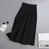 Falda Paraguas Traje para chica gordita Falda Midi Falda para Mujer Delgada Cintura Alta Adelgazante talla grande Negro Dape Forma A Cubre Carne