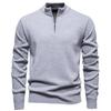 2025 Exportación Transfronteriza Otoño e Invierno Nuevo Color Puro Cuello Alto Tejido de Punto Cuello Alto Media Cremallera Delgado Suéter para Hombre