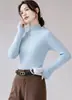 Camisa Básica Andi Veludo Outono-Inverno Slim Fit Gola Alta para Mulheres, Nova Camada Interna Versátil e Estilosa, Suéter de Tricô Slim Fit Emagrecedor