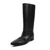 40-42 Talla Grande Botas de Motociclista Slip-on de Piel de Vaca Completa 2026 Otoño/Invierno Tacón Bajo Grueso Punta Puntiaguda Piel Genuina Caña Alta Botas Largas Mujer