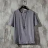 Camiseta Masculina de Manga Curta para Verão Jovem Cor Lisa Tendência Masculina Solta Casual Meia Manga Camiseta Básica Masculina Vários Estilos