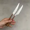 Cuchillo, Tenedor y Cuchara para Suministros de Hotel de Acero Inoxidable Vajilla Creativa Cuchara para Postre de Bistec Occidental Mango de Clip con Imitación de Madera Set Coreano