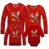 Camisa de manga comprida vermelha Papai Noel New Kiss Roupas infantis Body Roupas Gola redonda Camiseta de manga comprida masculina e feminina