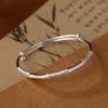 Pulsera Fina Chapada en Plata 999 para Mujer, Esmerilada Brillante, Simple Elegante, Pulsera de Bambú de Plata Pura, Joyería, Pulsera Grabada