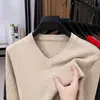 Novo Suéter Outono e Inverno para Homens, Tricô Gola V, Camisa de Manga Longa Base para Homens de Meia-Idade para o Pai