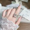 Anillo Abierto Mariposa con Lazo de Piedra Imitación Ojo de Gato Fresco y Delicado Estilo Hada con Diamantes Incrustados, para Apilar, con un Toque Exclusivo de Alta Gama