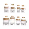 Em Estoque Tampa de Madeira de Bambu Pote de Creme de Vidro Fosco 30g Loção Creme Facial Creme para Olhos Pote Cosmético Frasco Espesso para Base Líquida