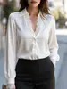 Camisa de Patchwork de Encaje con Cuello en V para Mujer 2026, Cuello Camisero Manga Larga tipo Linterna Blusa Elegante para el Trabajo, Ropa para Mujer de Comercio Exterior Transfronterizo