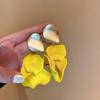 Pendientes de aguja de plata con lazo amarillo fresco, encantadores pendientes de flores, diseño dulce, pendientes de celebridad en línea personalizados, nuevos pendientes