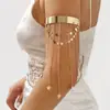 B3343 Pulsera de Brazo con Cadena Retro, Borla y Corazón, Simple y Versátil Estilo Callejero Abierta Ajustable Pulsera de Brazo