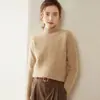 Suéter Grueso de Cachemira de Tres Capas para Mujer Otoño/Invierno 2026, Cuello Alto Medio, Tejido de Punto Trenzado Holgado, Suéter Básico Jersey de Lana de Cabra Color Sólido