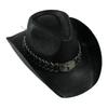 Sombrero Vaquero Occidental de Copa Dura Sombrero de Paja Estilo Americano de la Pradera Estilo Europeo y Americano Estilo de Exportación Sombrero para el Sol Estilo Empalmado Sombrero de Paja Personalizado