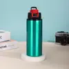 Nueva Botella de Agua de Aluminio de Boca Ancha Estilo Americano para Hombres y Mujeres, Adecuada para Uso en Casa y Oficina, con Taza de Popote, Portátil para Ciclismo y Deportes al Aire Libre