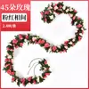 Cubierta de Conducto de Aire Acondicionado para Sala de Estar de Ratán Envuelta Alrededor de Rosa de Techo de Plástico Hojas de Vid Artificiales 45 Cabezas de Rosa Flores Falsas
