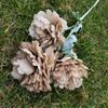 Nueva flor de peonía de 3 cabezas, flor artificial hecha a mano, flor falsa, decoración del hogar, boda, paisaje, camino, flor de seda, venta al por mayor