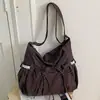 Bolsa de Tela a Cuadros Retro Coreana Bolso Tote Simple de Gran Capacidad Bolso de Hombro Versátil Casual para Estudiante