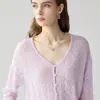 Cardigan Holgado de Hilo Herbalife - Seda de Morera y Cachemira - Cuello en V para Mujer - Tejido Calado Informal - Prenda Exterior Superior