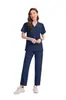 Conjunto de Uniforme Médico para Mujer - Top de Cuello en V y Pantalones de Pierna Recta, Uniforme de Trabajo Unisex, Uniforme Quirúrgico Ajustado, Pijama de Hospital, Varios Colores