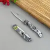 Navaja Plegable de Acero de Damasco para Uso Doméstico, Cuchillo para Carne, Cuchillo Portátil para Fruta para Acampar al Aire Libre, Cuchillo Pequeño para Cortar Carne