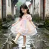 Vestido de princesa de malla hinchada dulce de unicornio de verano 2026 para niñas estilo coreano, vestido de pastel para bebé