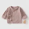 Camisa Meia-Costas Costurada Sem Costura para Recém-Nascido Primavera/Outono Algodão Puro Manga Longa 0-3 Meses Bebê