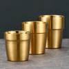 304 Copo Coreano de Aço Inoxidável Infantil Dupla Camada Anti-Incrustante Copo de Cerveja Dourado Caneca Coreana Talheres
