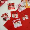 Shangjin Producto Nuevo Serie de Tarjetas Personaje Xiaoxin Xiu Tarjetas de Felicitación para Ramo de Boda y Compromiso Tarjetas de Doble Felicidad Tarjetas Florales Colgantes para DIY