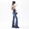 Jeans Acampanados Ajustados Naranja Infantil # Estilo High Street Americano para Mujer, Tiro Bajo, Adelgazantes, Levanta Glúteos, Pantalones de Campana Versátiles.