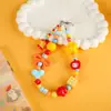 Pulseira de Miçangas Quadradas Redondas com Grafite de Laço Moda Feminina Pequena Fresca Corrente Pendente para Celular Cordão Pendente Pulso Curto