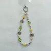 Urso Trevo de Quatro Folhas Verde Corrente de Celular Feita à Mão com Contas Menina Estilo Ins Cordão Pingente Fofo Decoração