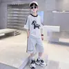 Conjunto de Verano para Niños 2026 Nuevo Dibujos Animados Pony Manga Corta Pantalones Cortos Conjunto de Dos Piezas para Niños Mayores Estilo Coreano Moderno Ropa Deportiva Fresca