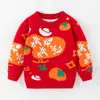 Suéter Rojo para Niños Doble Capa Algodón Traje Anual Nuevo Suéter para Bebé Niños Suéter Pulóver para Niñas Otoño e Invierno