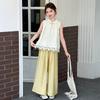 Conjunto de Camisa de Muñeca China de Verano Casual para Niñas y Pantalones Anchos para Niños Mayores, Atuendo de Verano Moderno para Niños