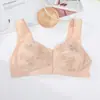 Nuevo Algodón Suave Taza Fina Broche Frontal Ropa Interior para Mujeres de Mediana Edad y Mayores Estampado Sin Aro Chaleco Talla Grande Sujetador