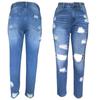 Jeans ajustados para mujer con agujeros rotos de estación independiente de comercio exterior europea y americana
