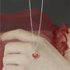 Collar de plata esterlina s925 al por mayor, estilo coreano, moda, auspicioso, rojo, larga vida, candado, lindo amor, collar de estilo chino para mujeres