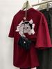 Camiseta de manga corta con estampado de gatitos jóvenes de diseño de talla grande de algodón puro 2024, nueva camiseta versátil de cuello redondo de moda de verano