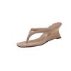 Sandalias Bonitas de Estilo Francés de Punta Cuadrada para Mujer Verano para Exterior 2025 Nuevas Sandalias Chanclas de Tacón de Cuña Plateadas Tacones Altos
