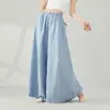 Roupas de Dança para Adultos, Conjunto Branco Sem Mangas com Calça de Perna Larga para Prática de Dança Moderna Estilo Nacional Feminino, Conjunto de Dança Clássica