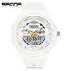 Reloj transfronterizo Sanda moda juvenil casual para hombres y mujeres estudiantes de secundaria impermeable doble pantalla reloj despertador reloj al por mayor